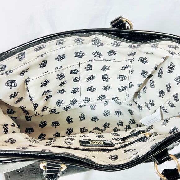 Juicy Couture Tote Handbag "Chain My Heart" Liqourice Black Heart Charms New - Picture 8 of 13